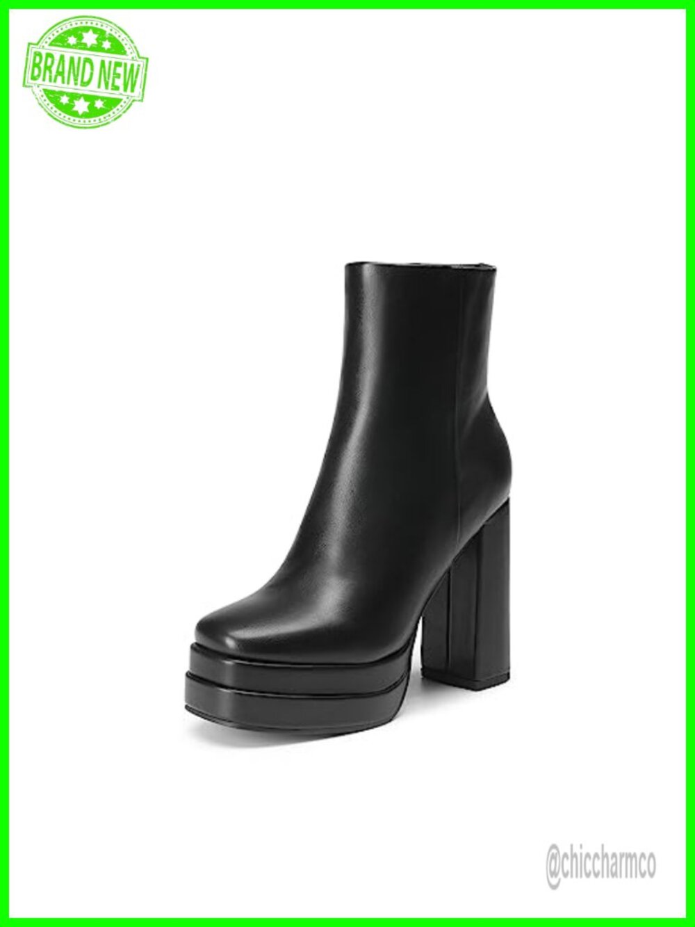 Women's Platform Chunky Heel Ankle Boots Faux Leather Y2K